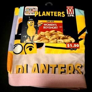 Planters Boyshort Underwear Women M Multicolor NEW Mr Peanut Graphic Print